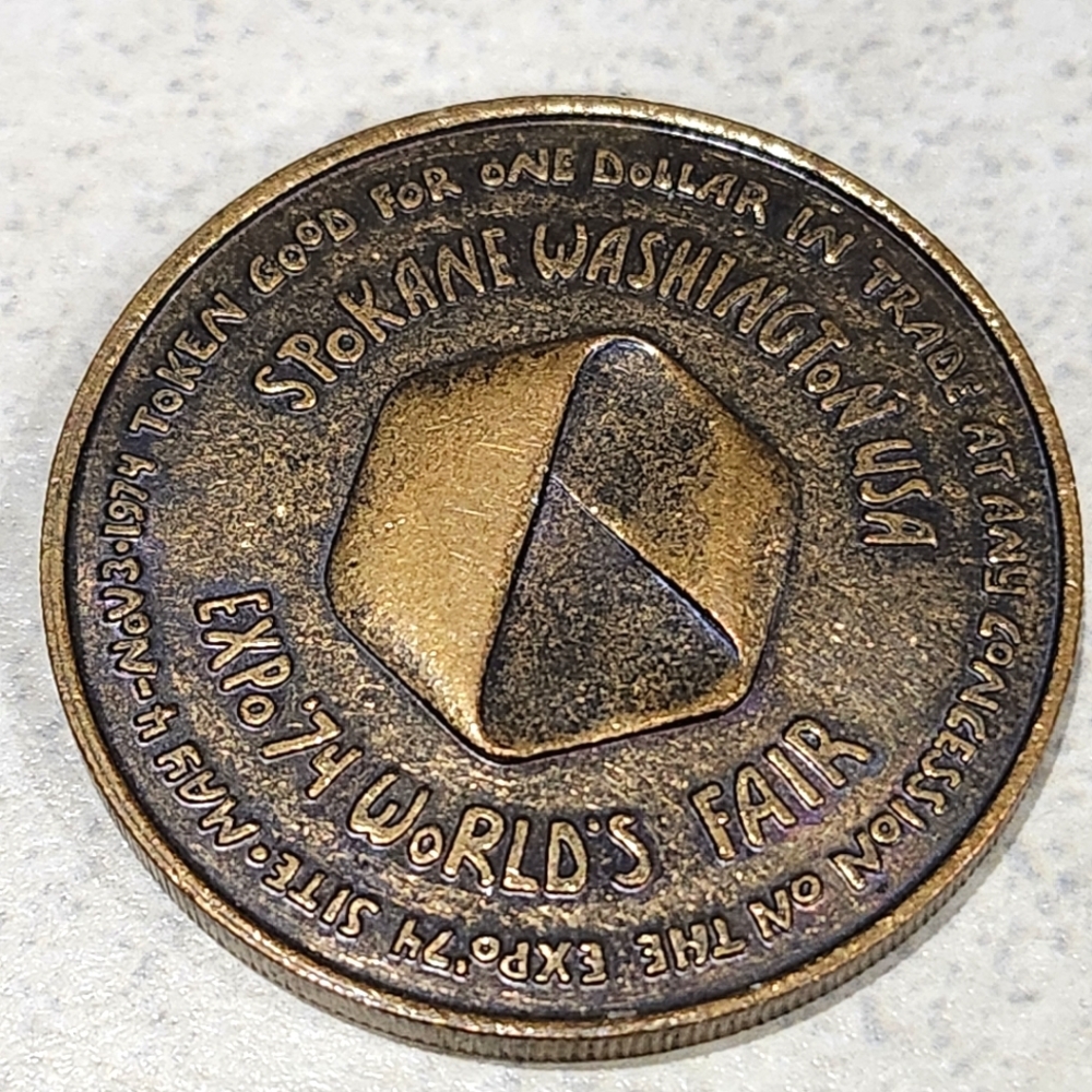 1974 EXPO Brass Coin Token Spokane Washington World's Fair Souvenir Medal